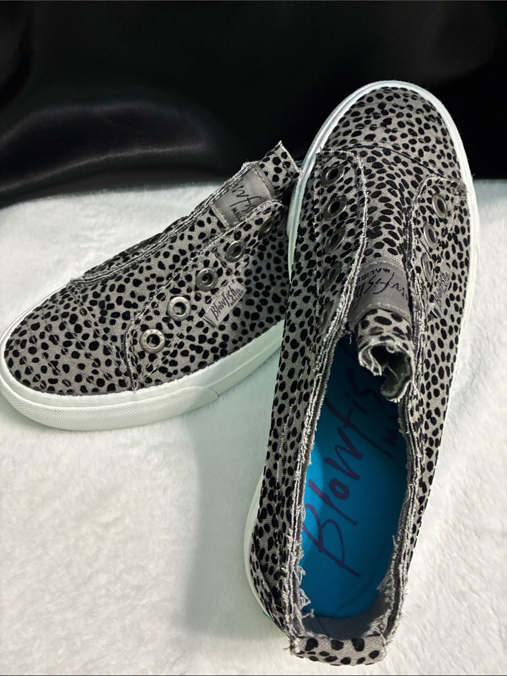 Blowfish Gray & Black Cheetah Print Slip-On Sneakers